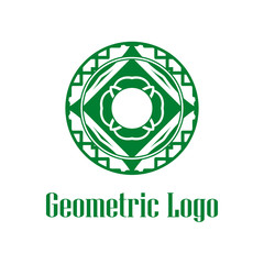 Geometrical art. Circle ornamental logo icon. Deco vector design.