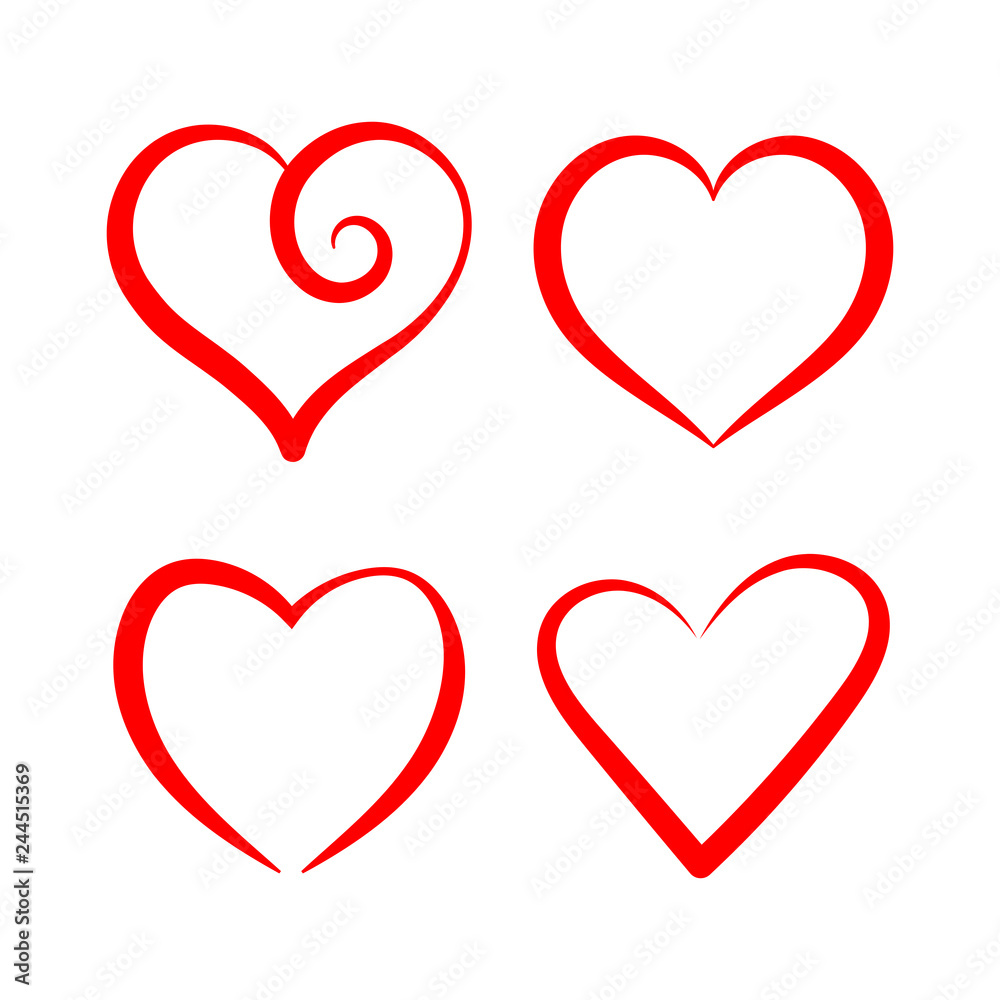 Aufkleber vector set with stylized hearts. original symbols for your design.