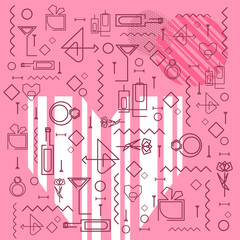 Valentine's Day Poster of Holiday Card. Vector Illustration.