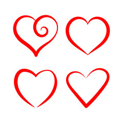 Vector set with stylized hearts. Original symbols for your design.