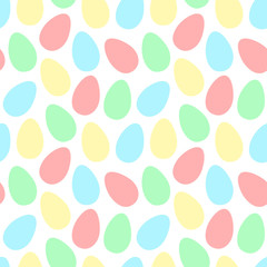 Easter seamless pattern of colorful eggs on a transparent background. Vector hand-drawn illustration for spring holiday, print, wrapping paper, textile, child, scrapbook, clothing, baby, children