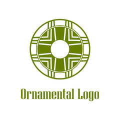 Geometrical art. Circle ornamental logo icon. Deco vector design.