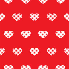 Cotton fabric Seamless red pattern with hearts. Vector