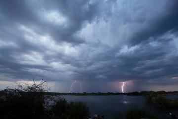 Lighnings and thunders on the Zambezi river