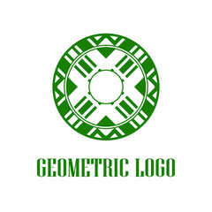 Geometrical art. Circle ornamental logo icon. Deco vector design.