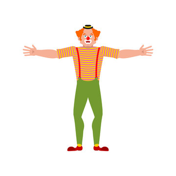 Clown happy. funnyman merry. harlequin Vector illustration