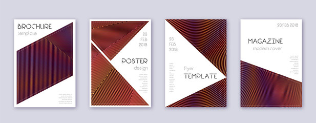 Triangle brochure design template set. Orange abst