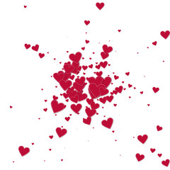 Red heart love confettis. Valentine's day explosio