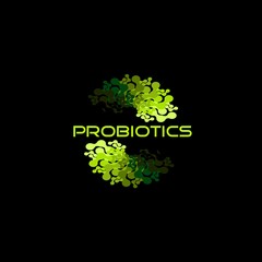 Probiotics logo. Bacteria logo. Concept of healthy nutrition ingredient for therapeutic purposes. Simple flat style trend modern logotype graphic design isolated