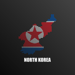 Obraz premium Pixelated map of North Korea with national flag