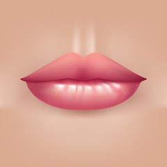 Realistic 3d Detailed Female Sexy Lips on Face. Vector