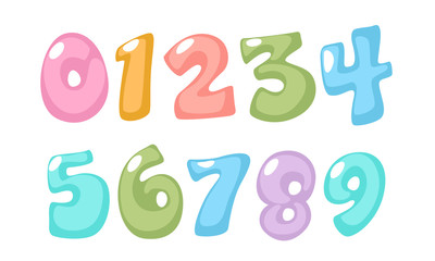 Pastel color kid font numbers