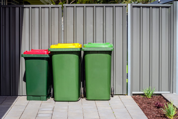 Australian home rubbish bins set