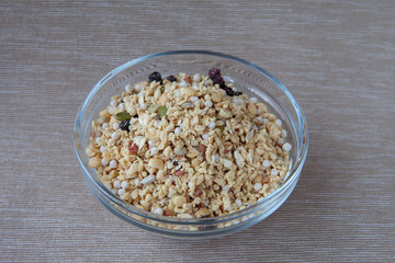muesli in a transparent bowl