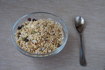 muesli in a transparent bowl