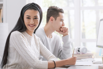 Academic students learning together