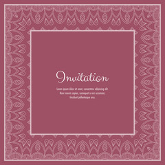 Abstract ornamental lace frame for greeting card or invitation