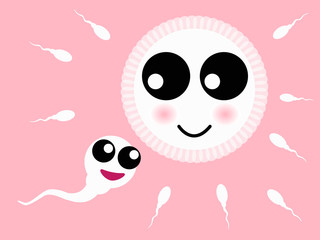 sperm and egg cartoon character. vector illustration.