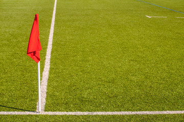 Fototapeta premium Flags on a soccer field, stop and warning concept