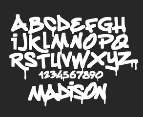Marker Graffiti Font, handwritten Typography vector illustration. - obrazy, fototapety, plakaty