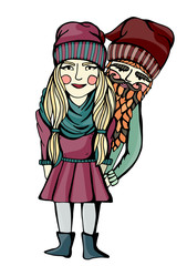 Vector Color Illustration with hipsters female and men