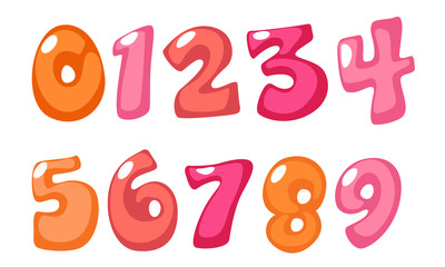 cute bold font numbers in pink color for kids