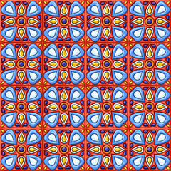 Mexican talavera ceramic tile pattern. Ethnic folk ornament.