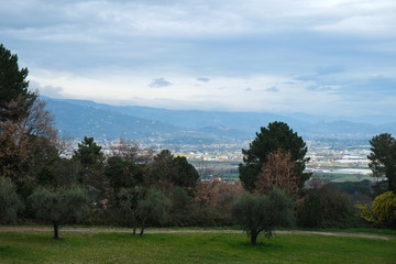 Fototapeta na wymiar A view of Nozzano city, Italy, fom upper point