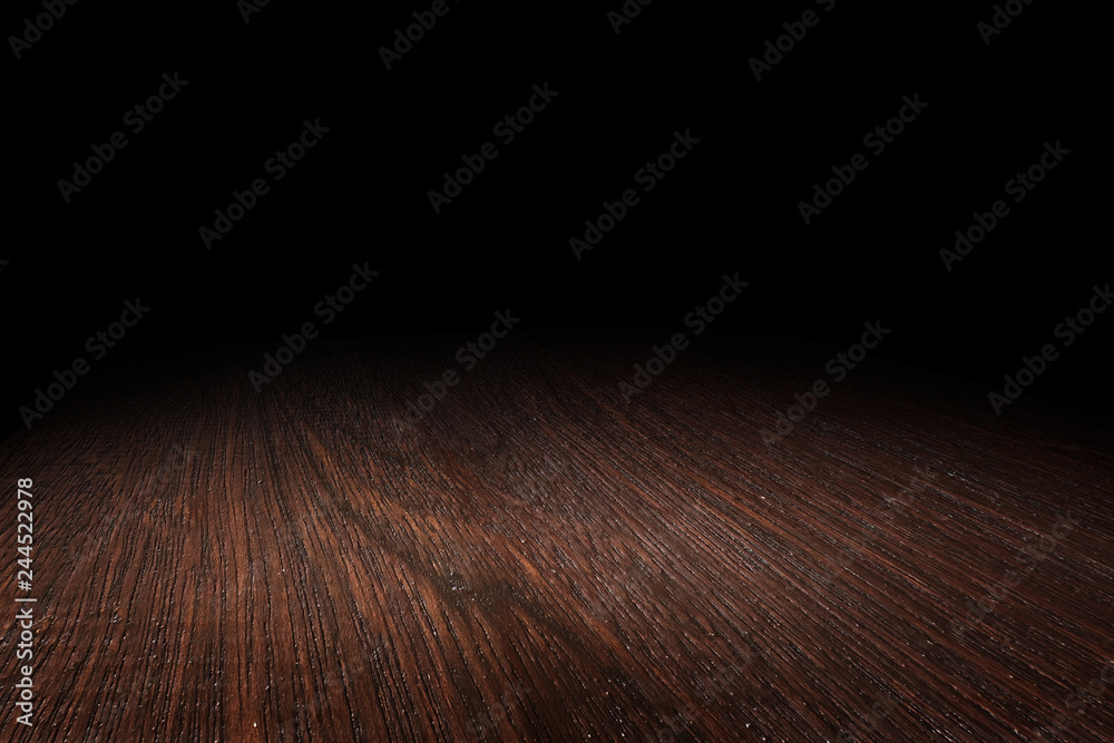 Poster dark brown wood floor texture perspective background for display or montage of product,mock up templ