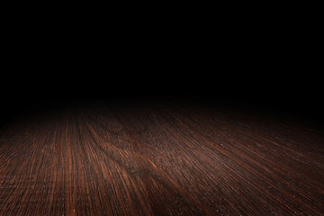 Dark brown wood floor texture perspective background for display or montage of product,Mock up template for your design.