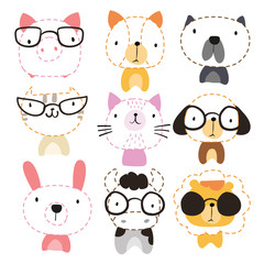 head animals worksheet vector design