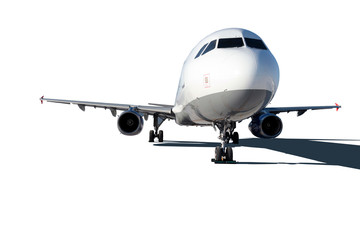 Commercial air plane on a white background .