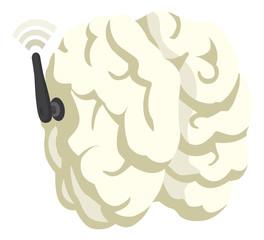 Telepath brain with antenna connecting to wifi