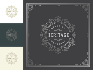Luxury logo template vector vintage flourishes ornaments.