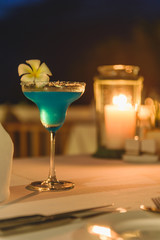 cocktail with candle light ,romantic dinner