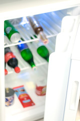 Drinks in the mini fridge