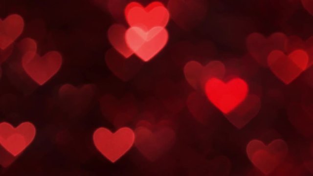 Abstract heart bokeh background red color