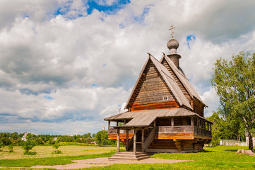 The traditional russian wooden church in the ancient town of Suzdal, Russia