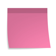 Empty sticky note. Blank paper sheet of pink color