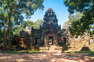 Entrance to ancient Preah Khan temple in Angkor ,Siem Reap , Cambodia