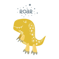 Vector cute baby dinosaur art. Nursery illustration