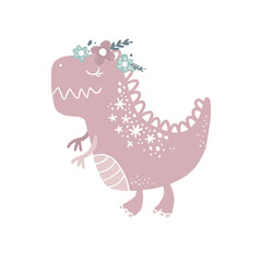 Vector cute baby dinosaur art. Nursery illustration