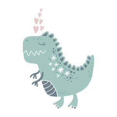 Vector cute baby dinosaur art. Nursery illustration