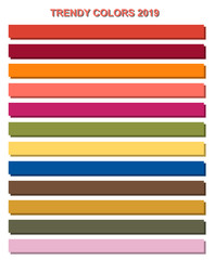 Color trend 2019. Vector palette of trendy colours. Fashion week in NY.