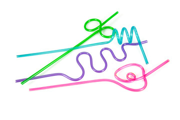 plastic straws isolated on white