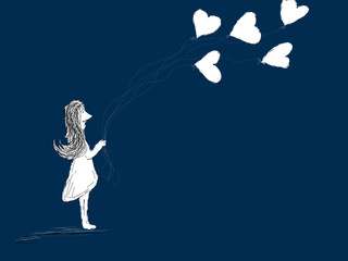 White girl with the white hearts.