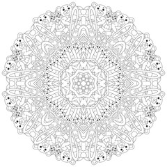 Hand drawn zentangle mandala for coloring page.