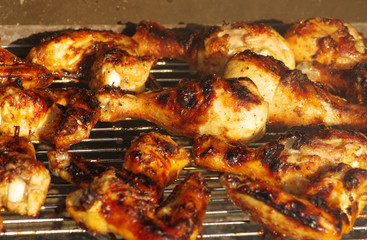 Grilled chicken on the grill