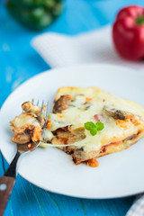 A slice of cheese casserole