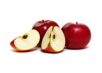 Apple with slice on a white background